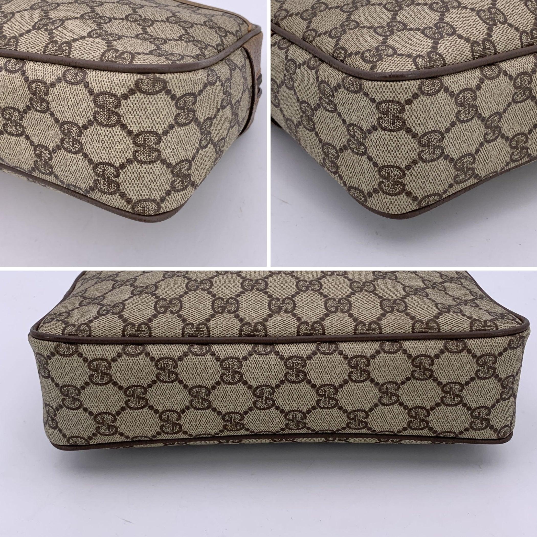 Gucci Vintage Beige Monogram Canvas Zip Kosmetiktasche Clutch im Angebot 2