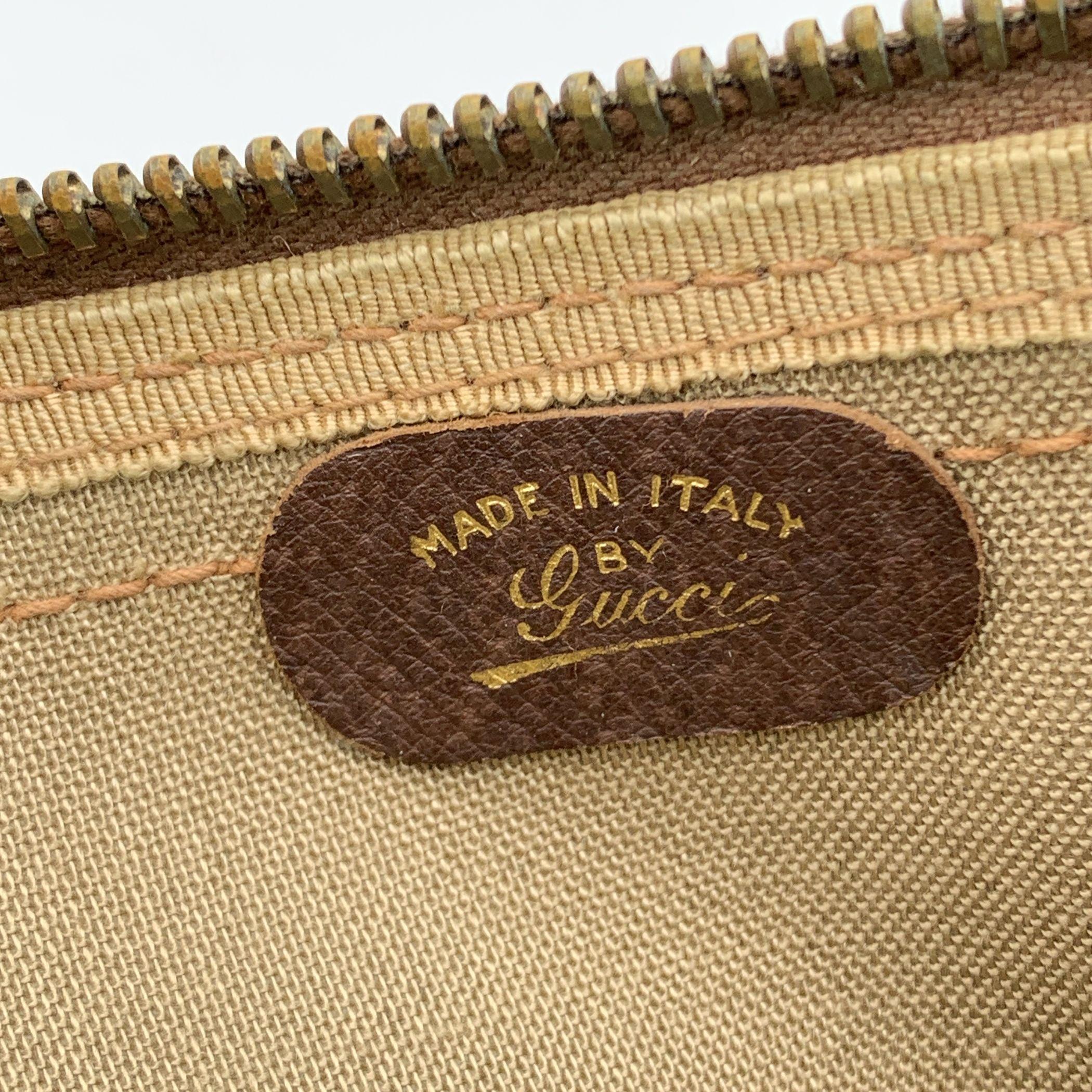 Gucci Vintage Braun Monogram Canvas Satchel Tasche mit Streifen für Damen oder Herren im Angebot