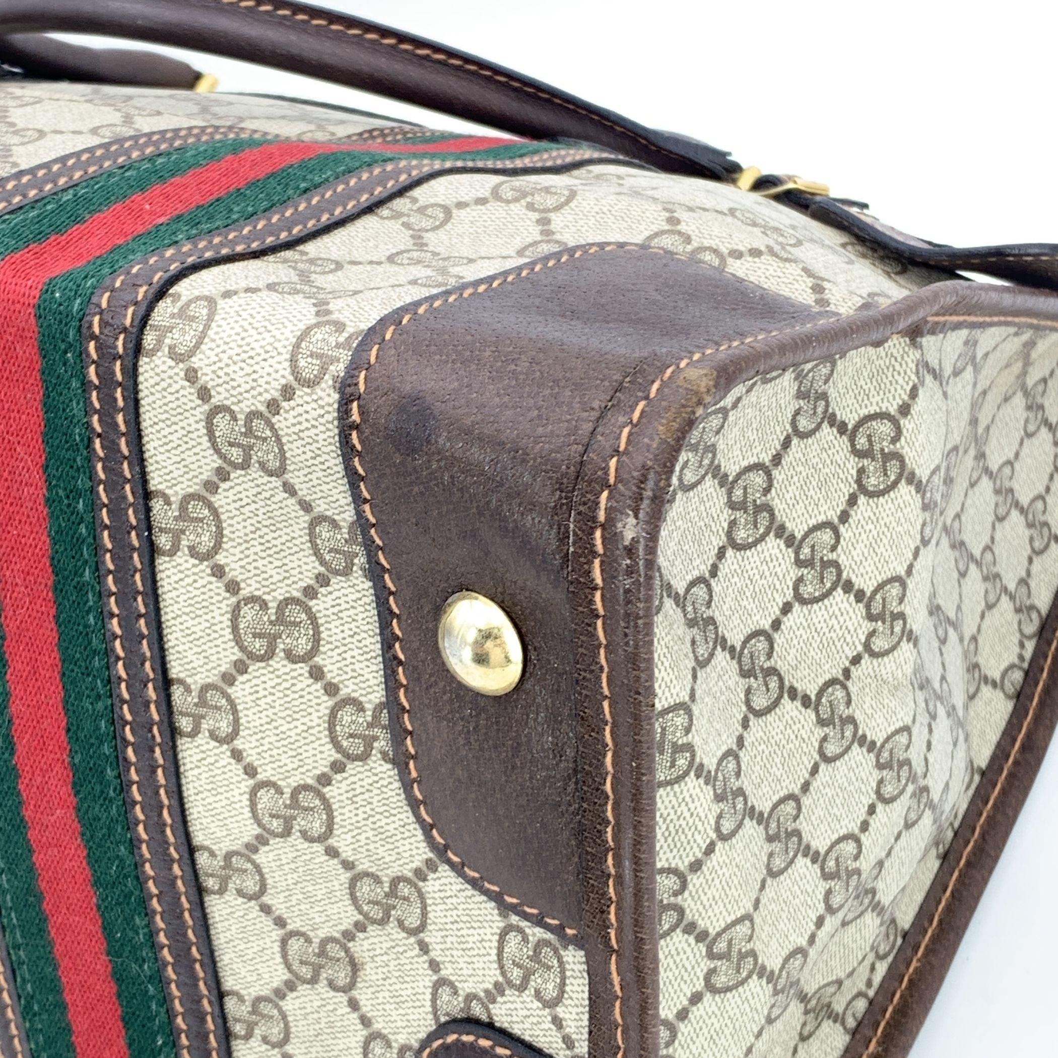 Gucci Vintage Braun Monogram Canvas Satchel Tasche mit Streifen im Angebot 4