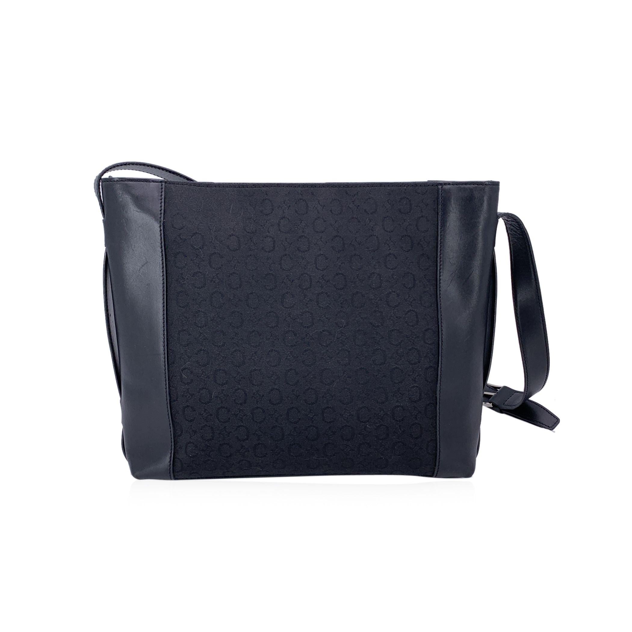 Noir Celine Vintage Black Macadam Canvas Shoulder Bag Tote en vente