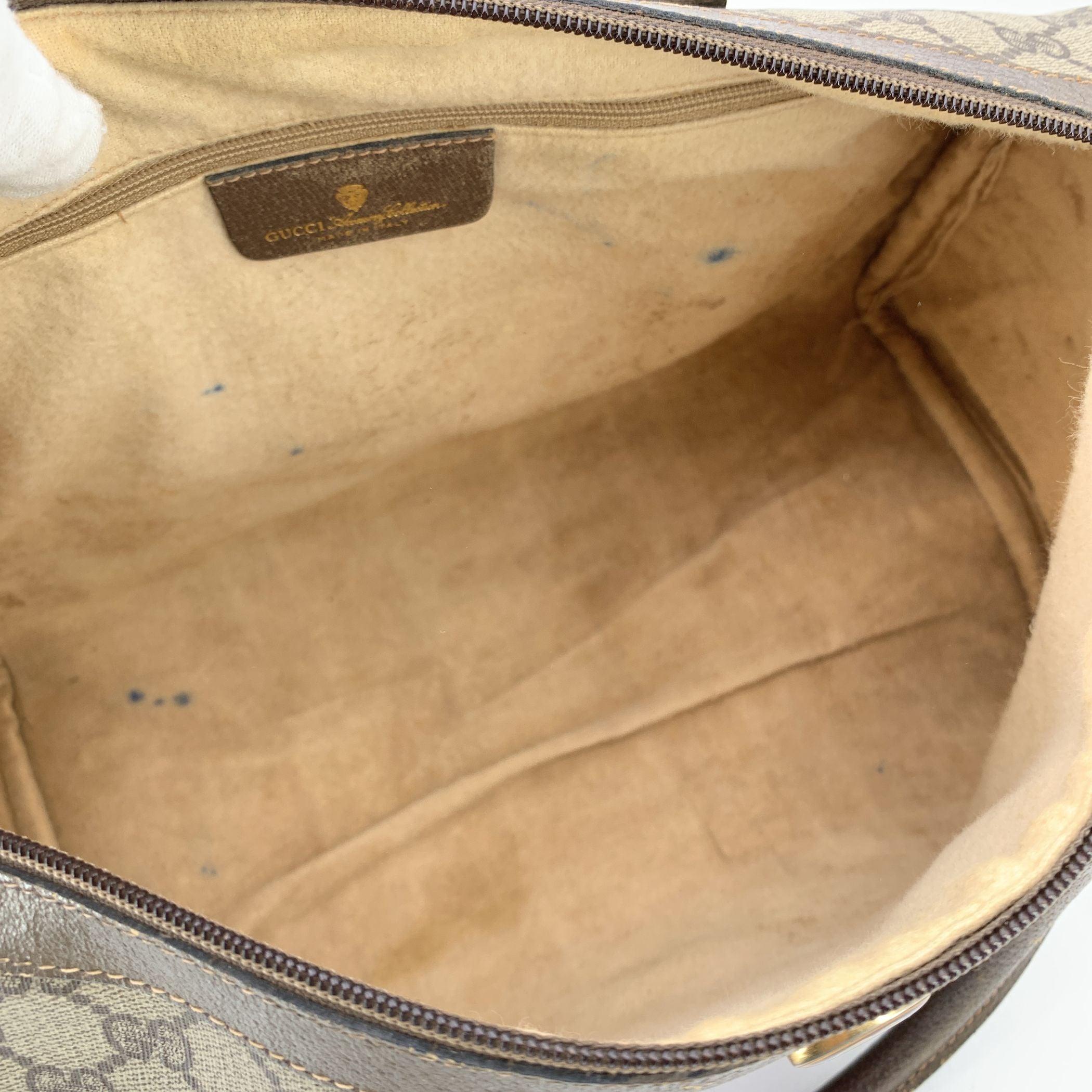 Gucci Vintage Brown Suede Web Stripes Boston Bag Handbag en vente 1