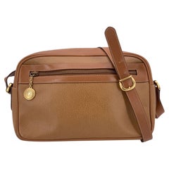 Gucci Vintage Beige Leather Zip Crossbody Messenger Bag
