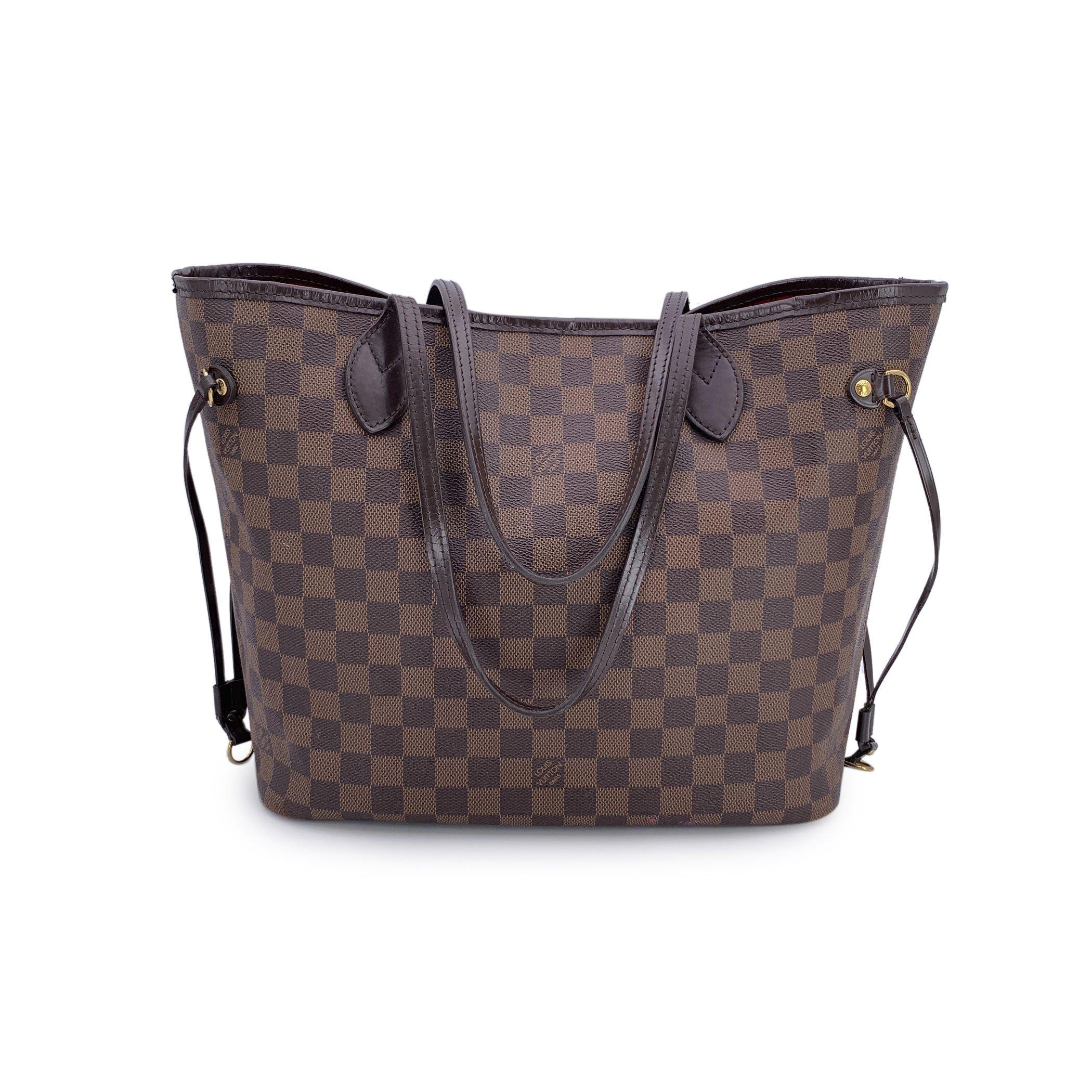 Louis Vuitton Brown Damier Ebene Canvas Neverfull MM Tote Bag (Schwarz) im Angebot