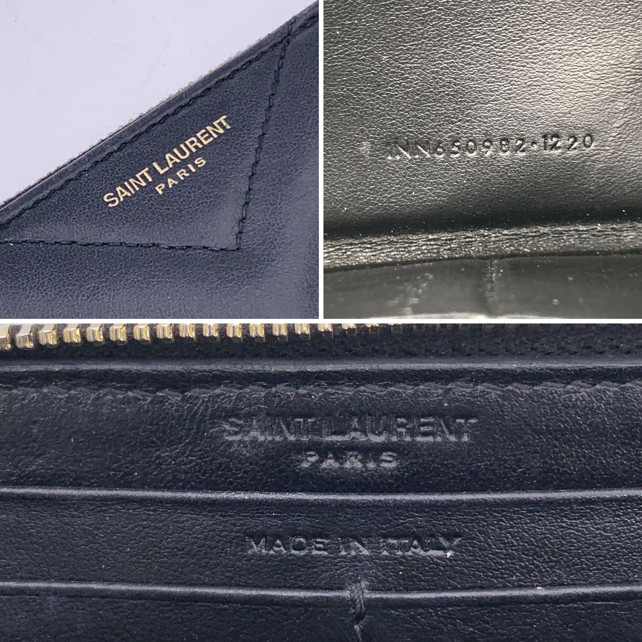 Saint Laurent Portefeuille Continental Zippy en cuir matelassé Y noir Pour femmes en vente