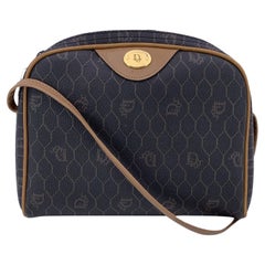 Christian Dior Vintage Grey Logo Canvas Small Shoulder Bag