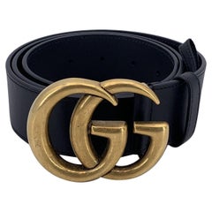 Gucci Black Leather Marmont Belt GG Buckle Size 90/36