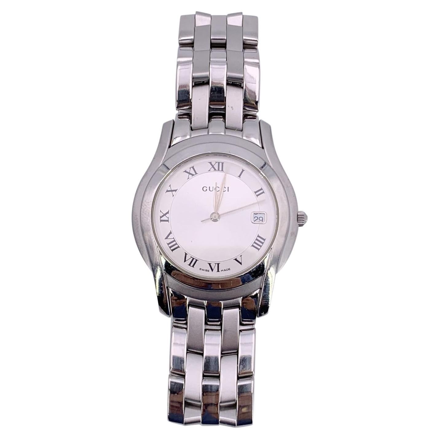 Gucci Edelstahl Mod 5500 M Uhr Datum Indikator Weiß