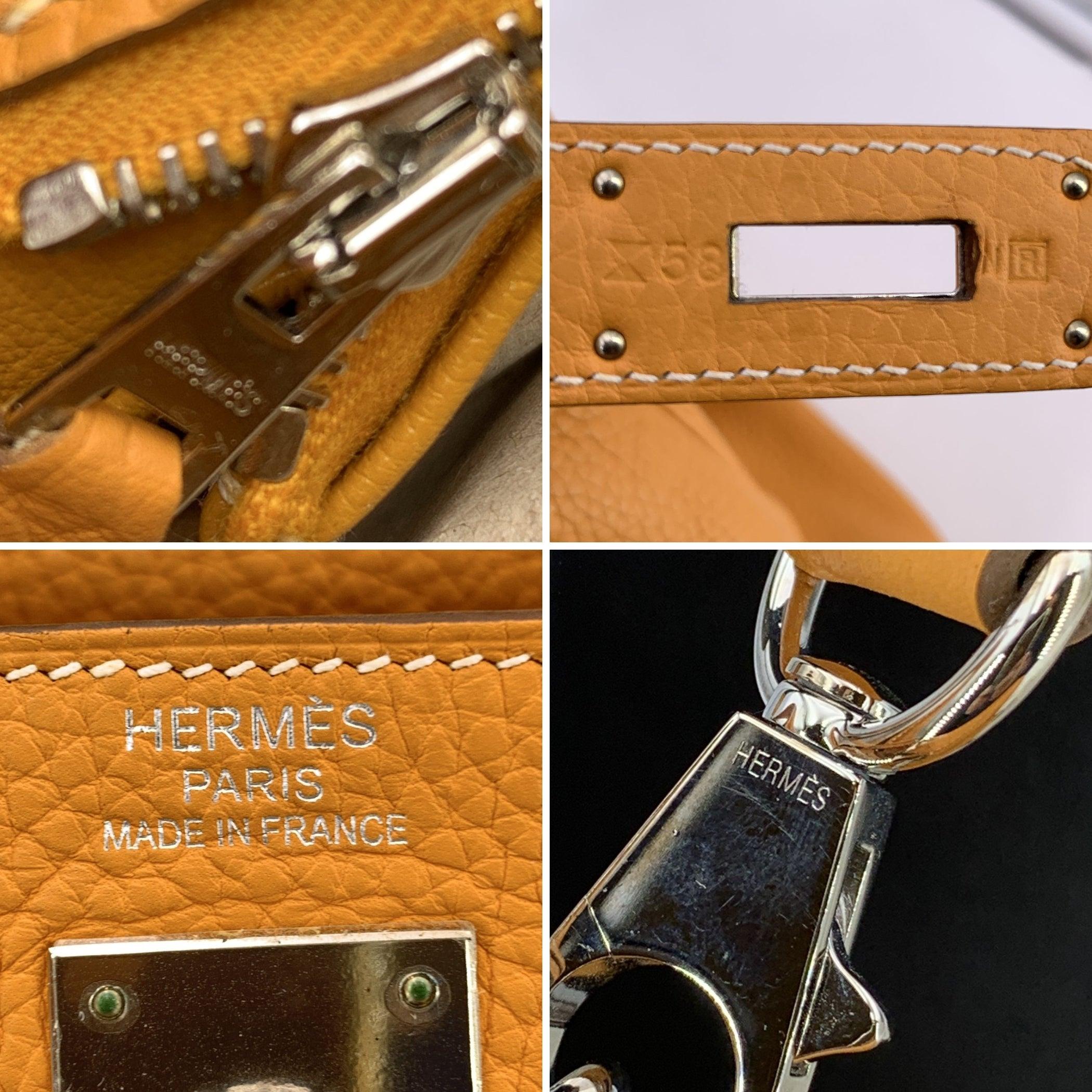 Donna Hermes Zafferano Clemence Pelle Kelly 40 Retourne Borsa a mano in vendita