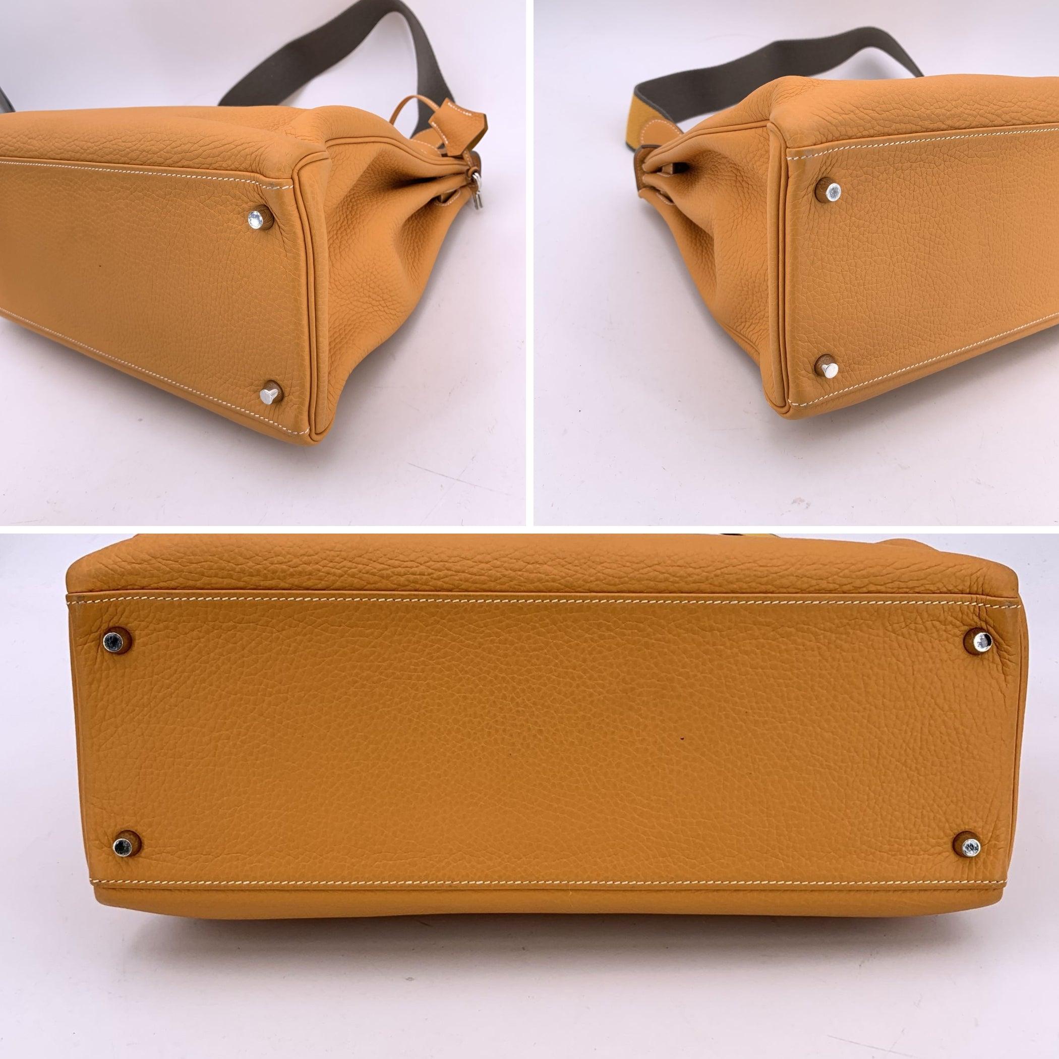 Hermes Zafferano Clemence Pelle Kelly 40 Retourne Borsa a mano in vendita 2