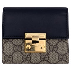 Gucci Monogram GG Supreme Canvas and Leather Padlock Wallet