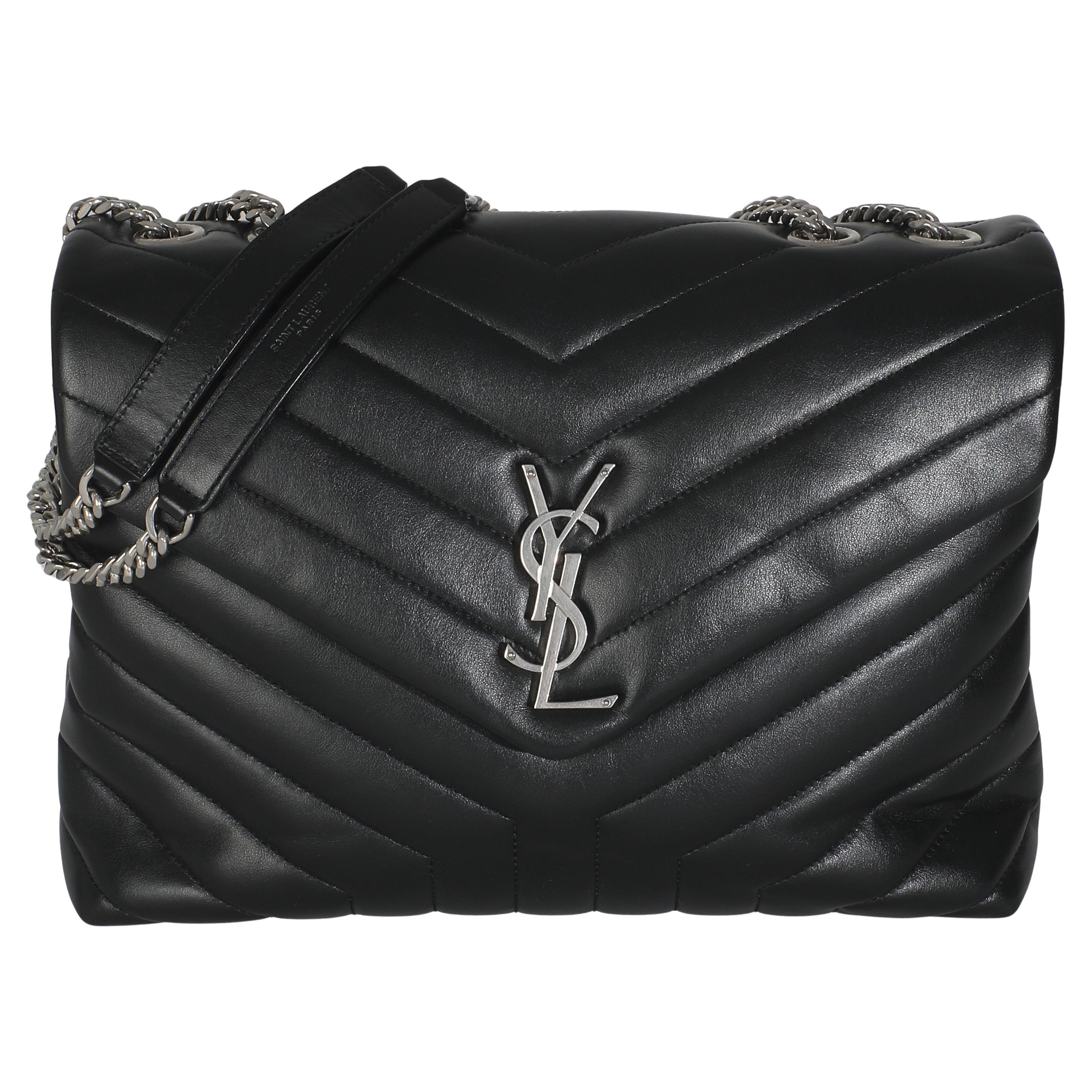 Saint Laurent Schwarzes Matelasse Kalbsleder Medium Loulou