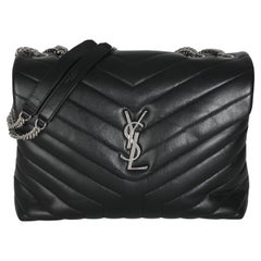 Saint Laurent Schwarzes Matelasse Kalbsleder Medium Loulou