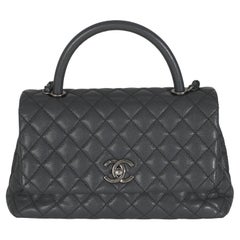 Chanel Grigio Caviale Trapuntato Coco Maniglia Superiore