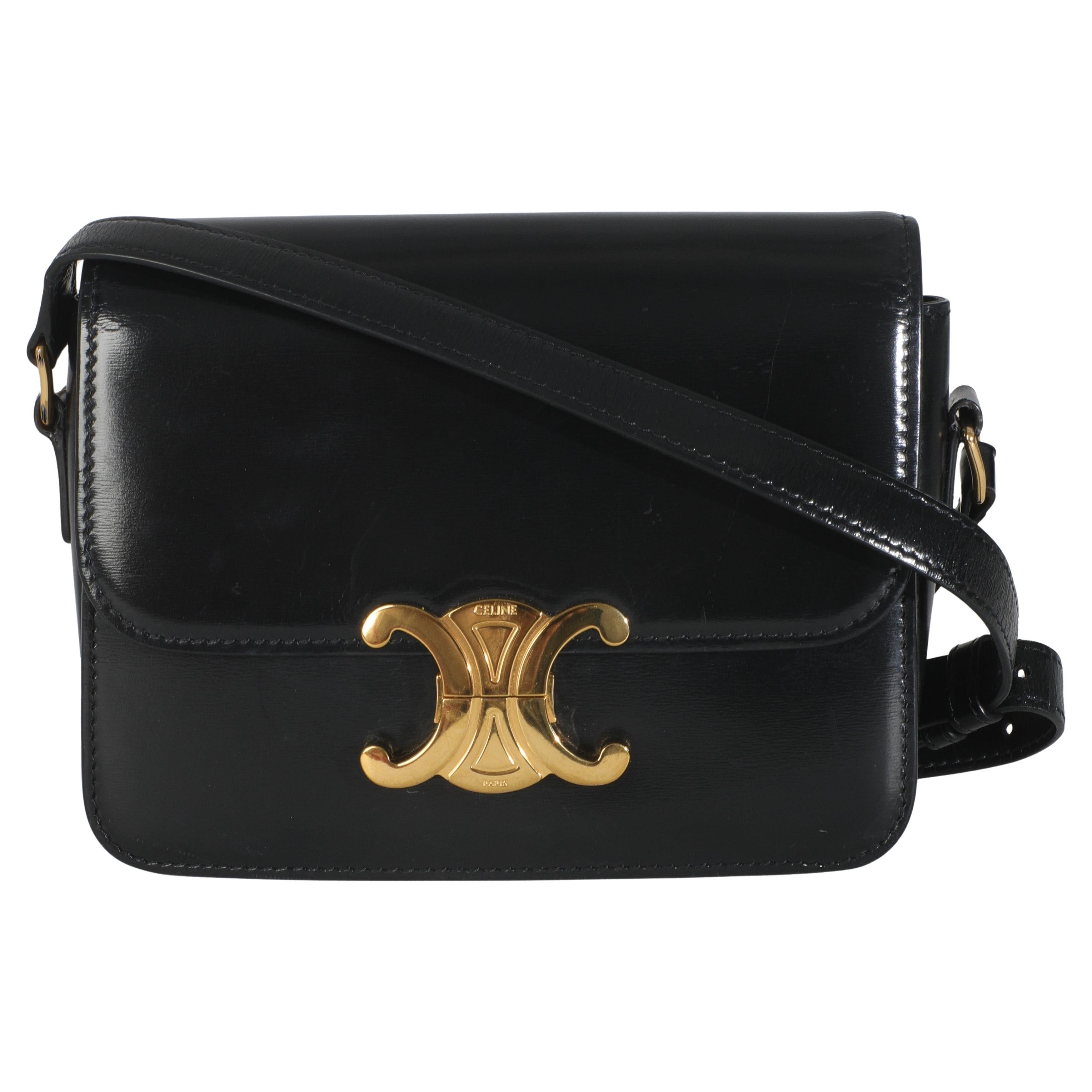 Celine Triomphe Teen in vitello nero lucido in vendita