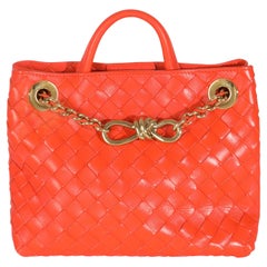 Bottega Veneta Arancione Nappa Intrecciato Piccolo Andiamo Con Catena