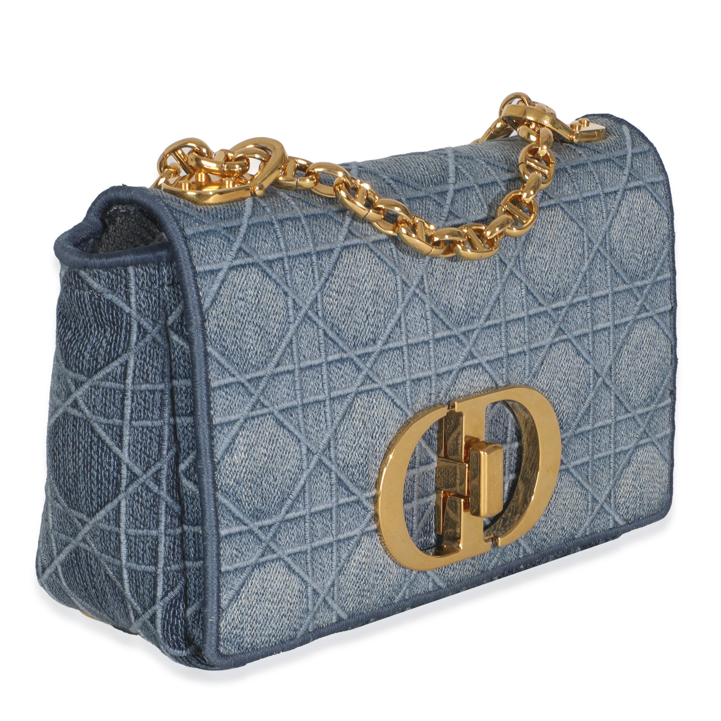 Christian Dior Blau Denim Cannage Kleine Caro Tasche (Grau) im Angebot