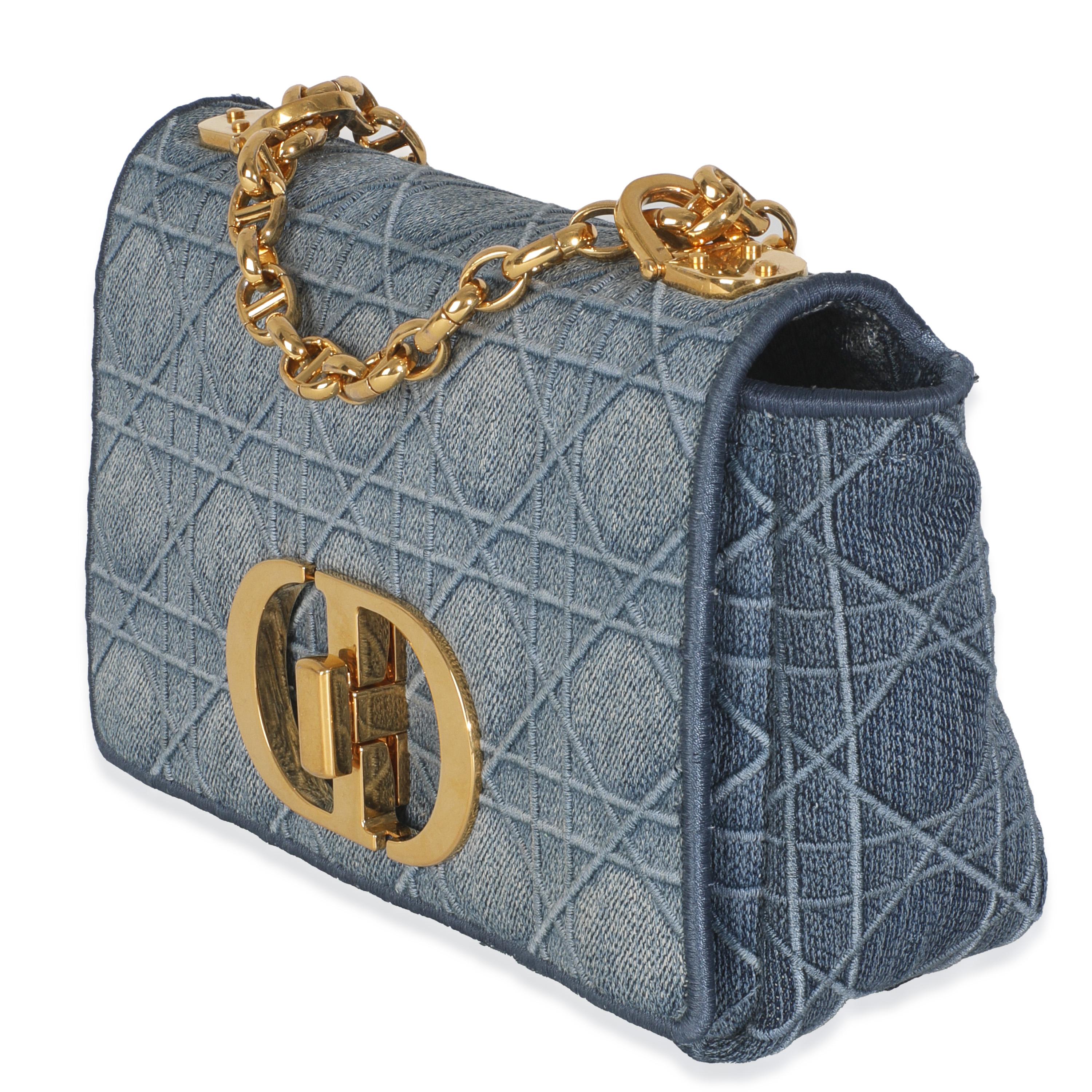 Christian Dior Blau Denim Cannage Kleine Caro Tasche im Zustand „Gut“ im Angebot in New York, NY