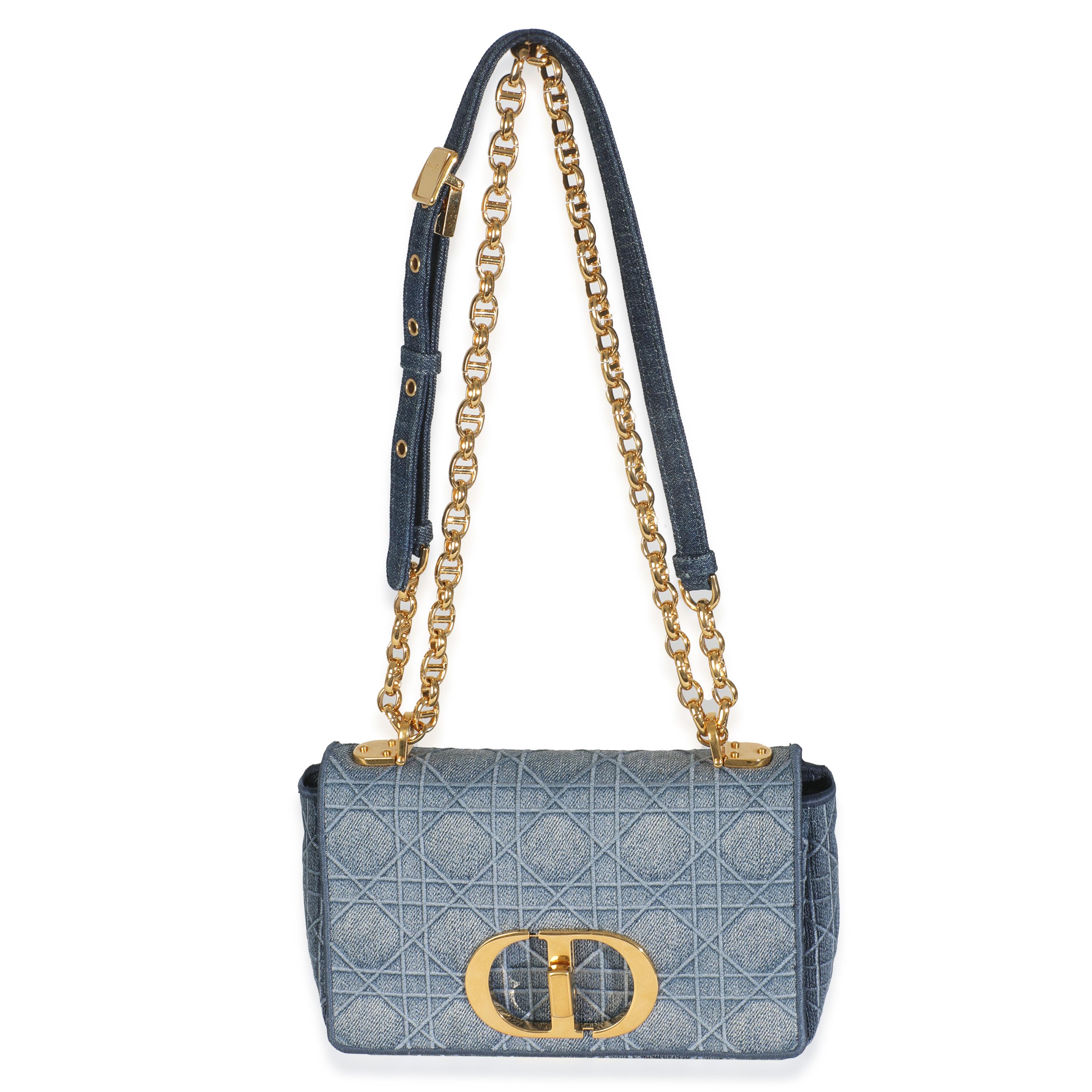 Christian Dior Blau Denim Cannage Kleine Caro Tasche im Angebot 1