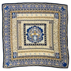 FENDI Blue Beige Abstract Floral Silk Square Scarf FENDI Blue Beige Abstract Floral Silk Square Scarf