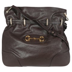 Gucci, pelle di vitello marrone con morsetto 1955