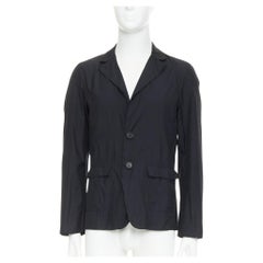 LANVIN negro claro tejido doble capa bordes crudos chaqueta blazer FR44 XS