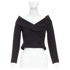DORATHEE SCHUMACHER Emotional Essense black crop off shoulder cropped top US1 XS