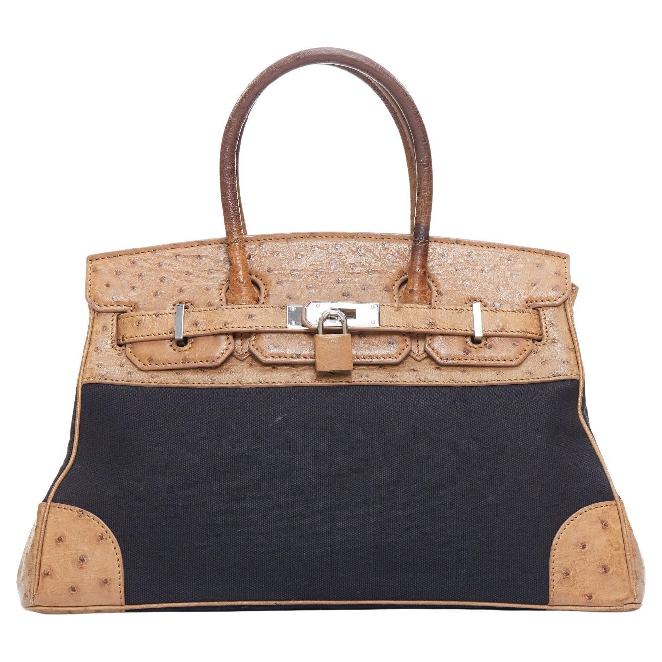 KP NEW YORK INC sac fourre-tout en toile noire garnie de cuir marron