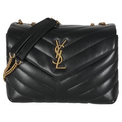 Saint Laurent - Borsa in pelle di vitello nera Y trapuntata Monogram Piccola Loulou con catena