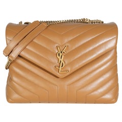 Saint Laurent Dark Natural Kalbsleder Y Quilted Medium Loulou Chain Satchel