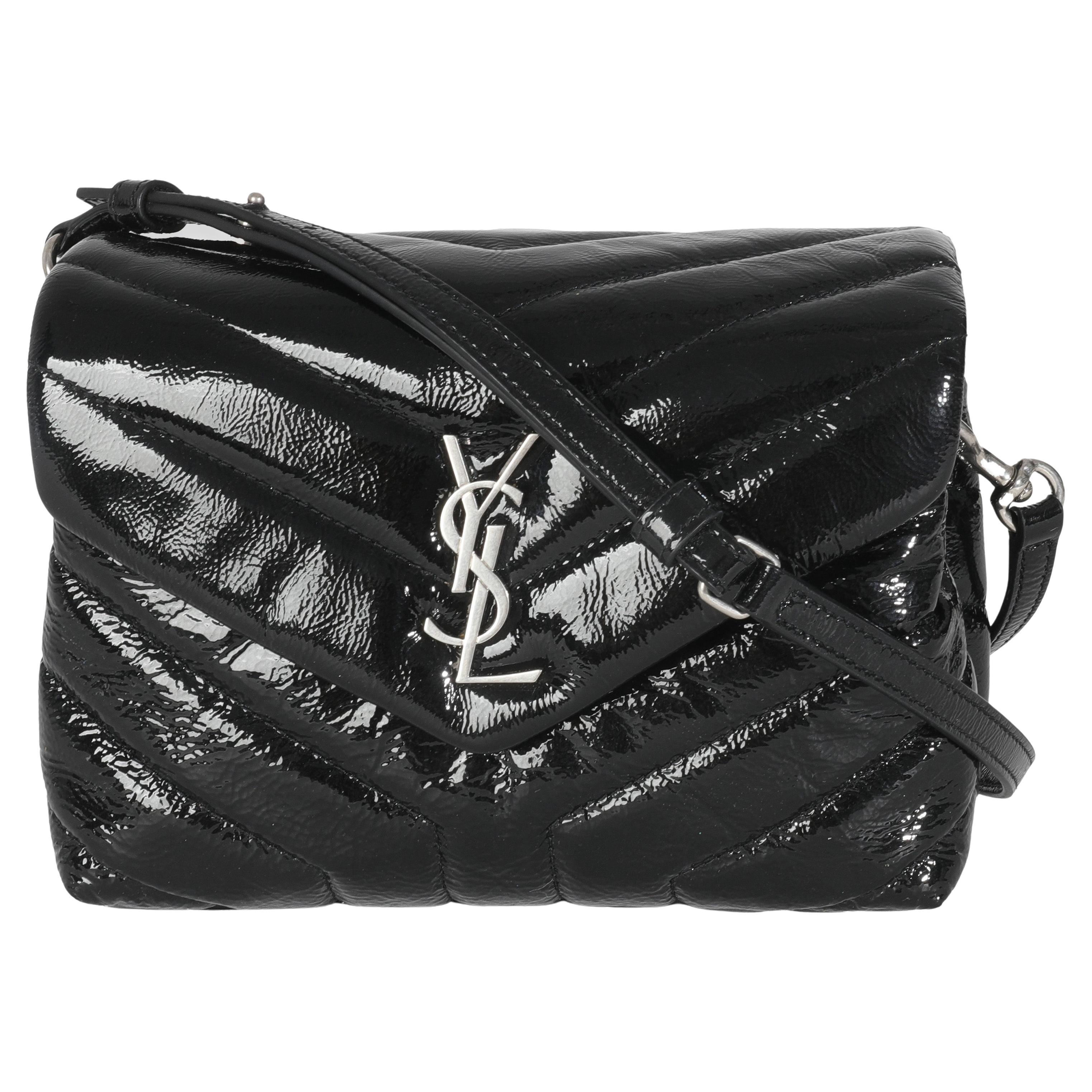 Saint Laurent Schwarzes gestepptes Lackspielzeug Loulou