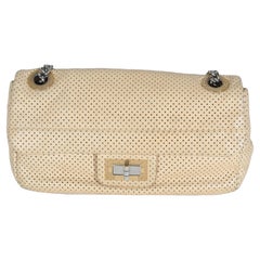 Chanel Beige Perforated  Lambskin Drill Flap Bag