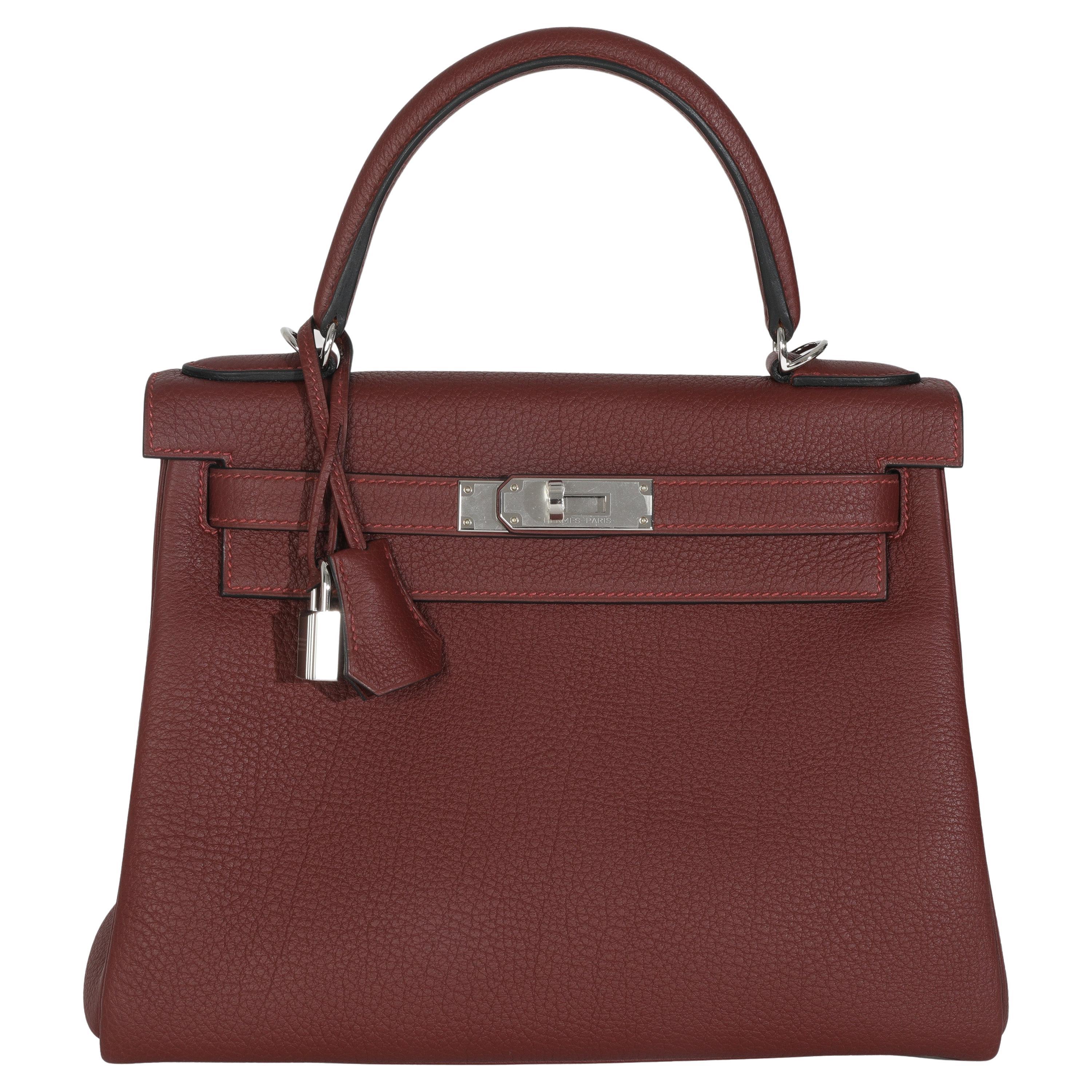 Hermès Rouge H Togo Retourne Kelly 28 PHW For Sale