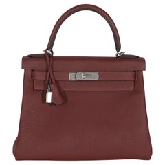Hermès Rouge H Togo Retourne Kelly 28 PHW