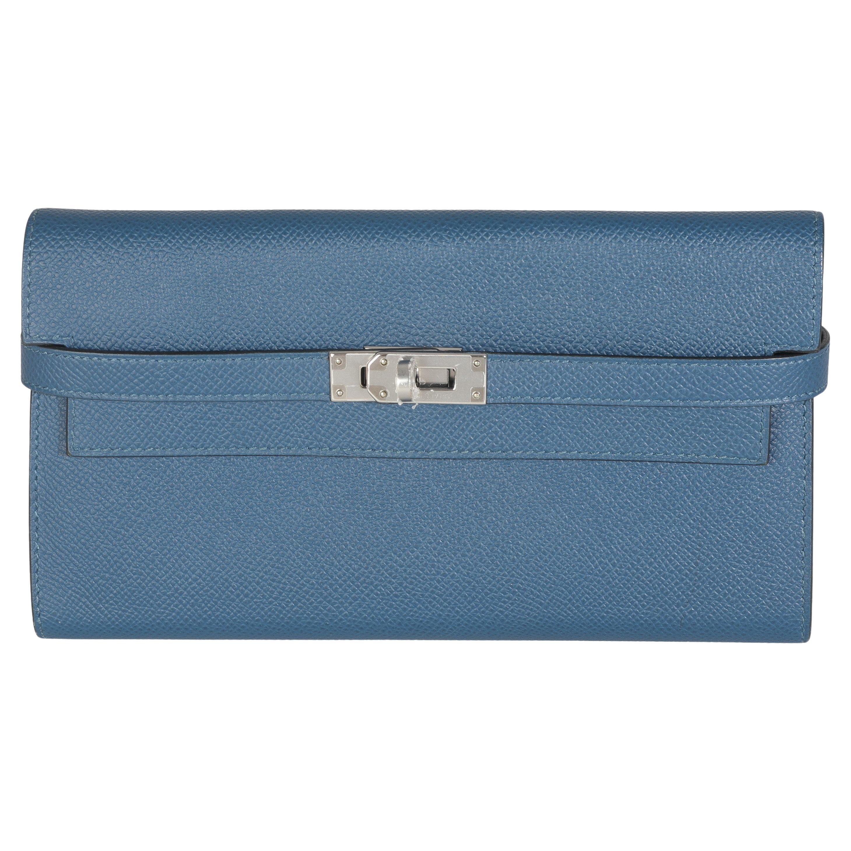 Hermès Portafoglio Kelly Epsom Deep Bleu Vert Bosphore Verso PHW