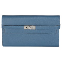 Hermès Portafoglio Kelly Epsom Deep Bleu Vert Bosphore Verso PHW