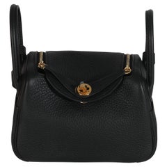 Hermès Schwarz Clemence Mini Lindy 20 GHW