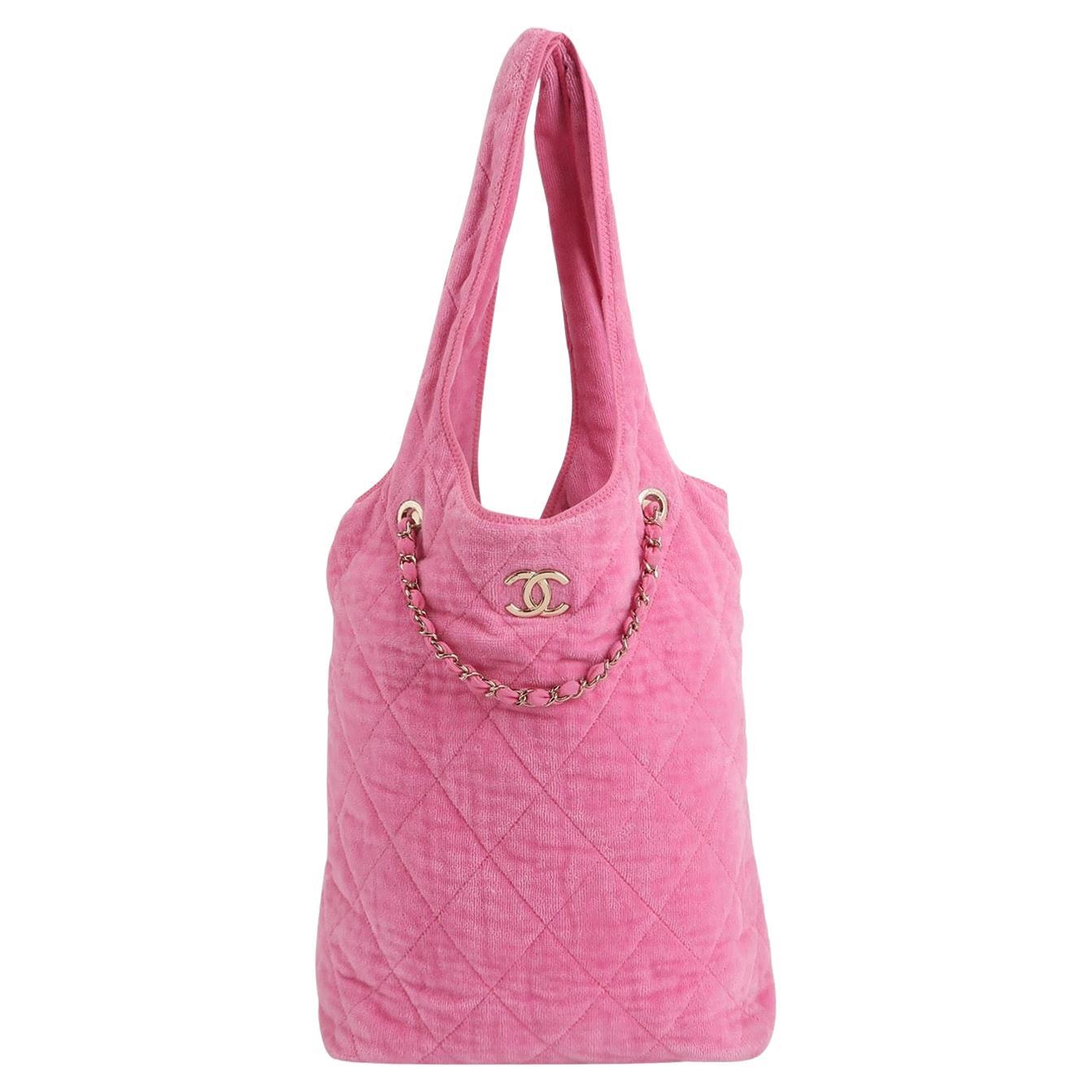 Chanel Coco Beach Trapuntato Hobo Rosa Panno Morbido 2023