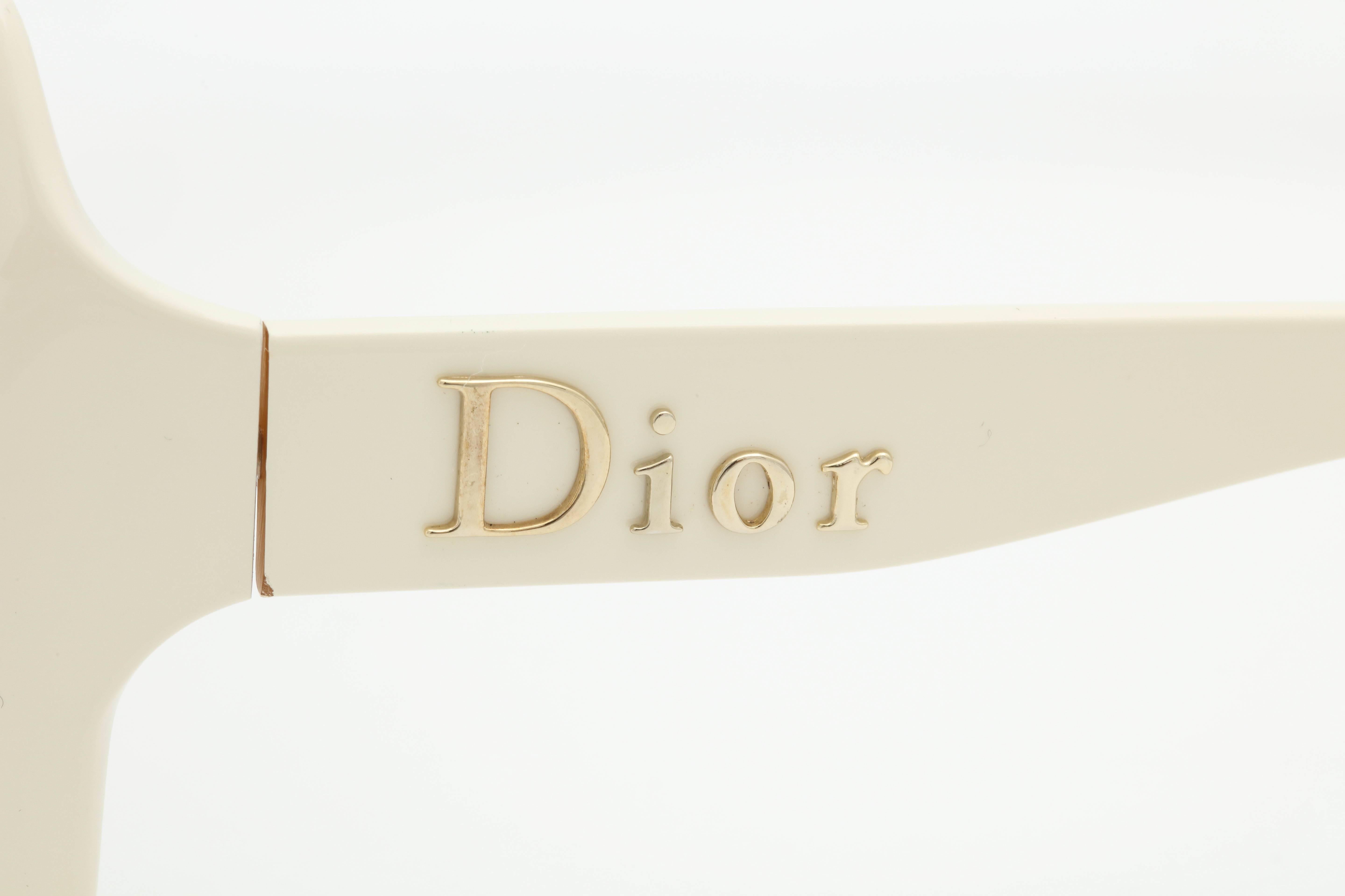 Beige Large Dior Logo Sunglasses  For Sale