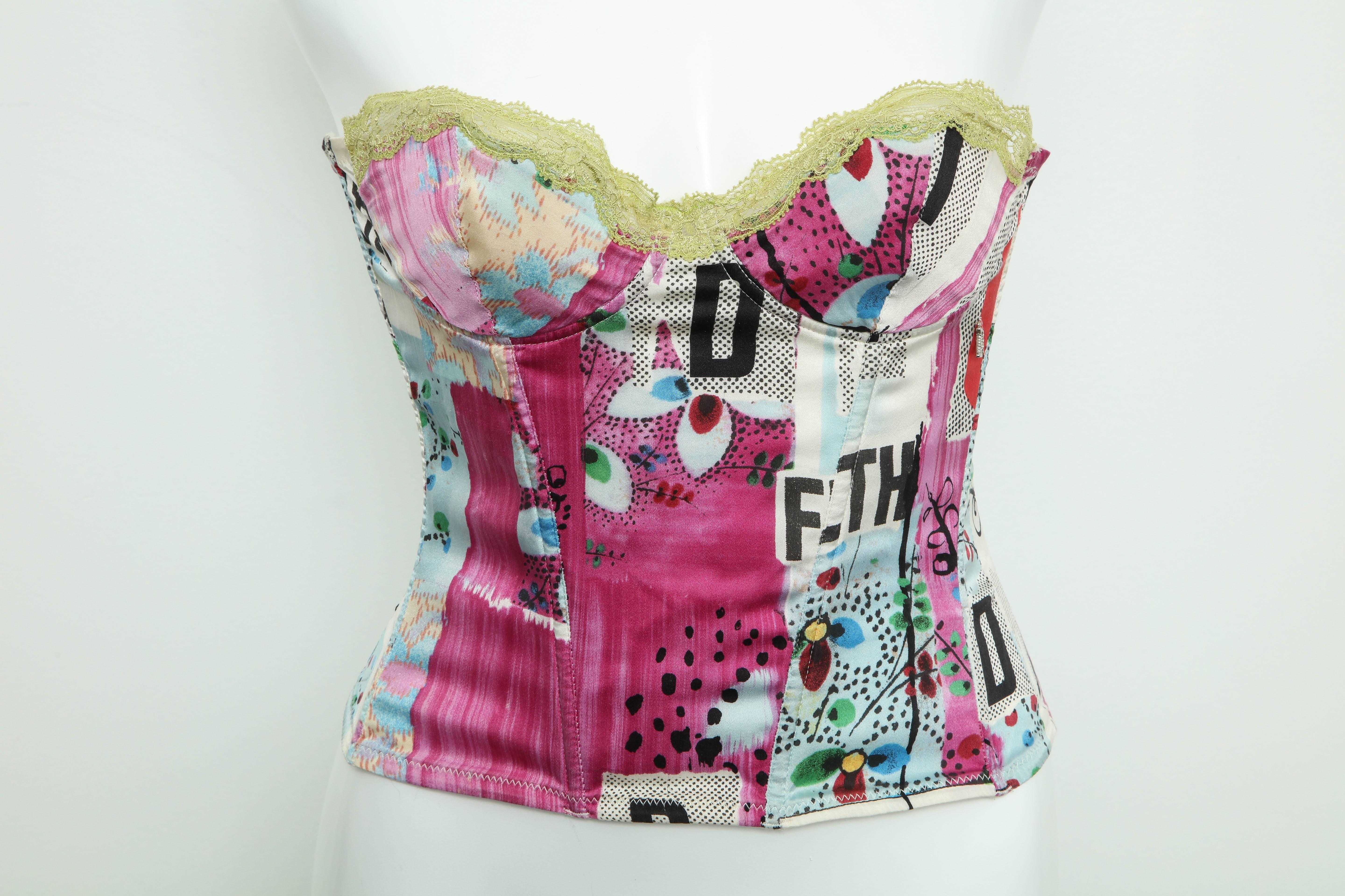Christian Dior by John Galliano silk bustier with 