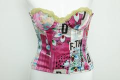 Christian Dior by John Galliano Silk "Filth" Print Bustier
