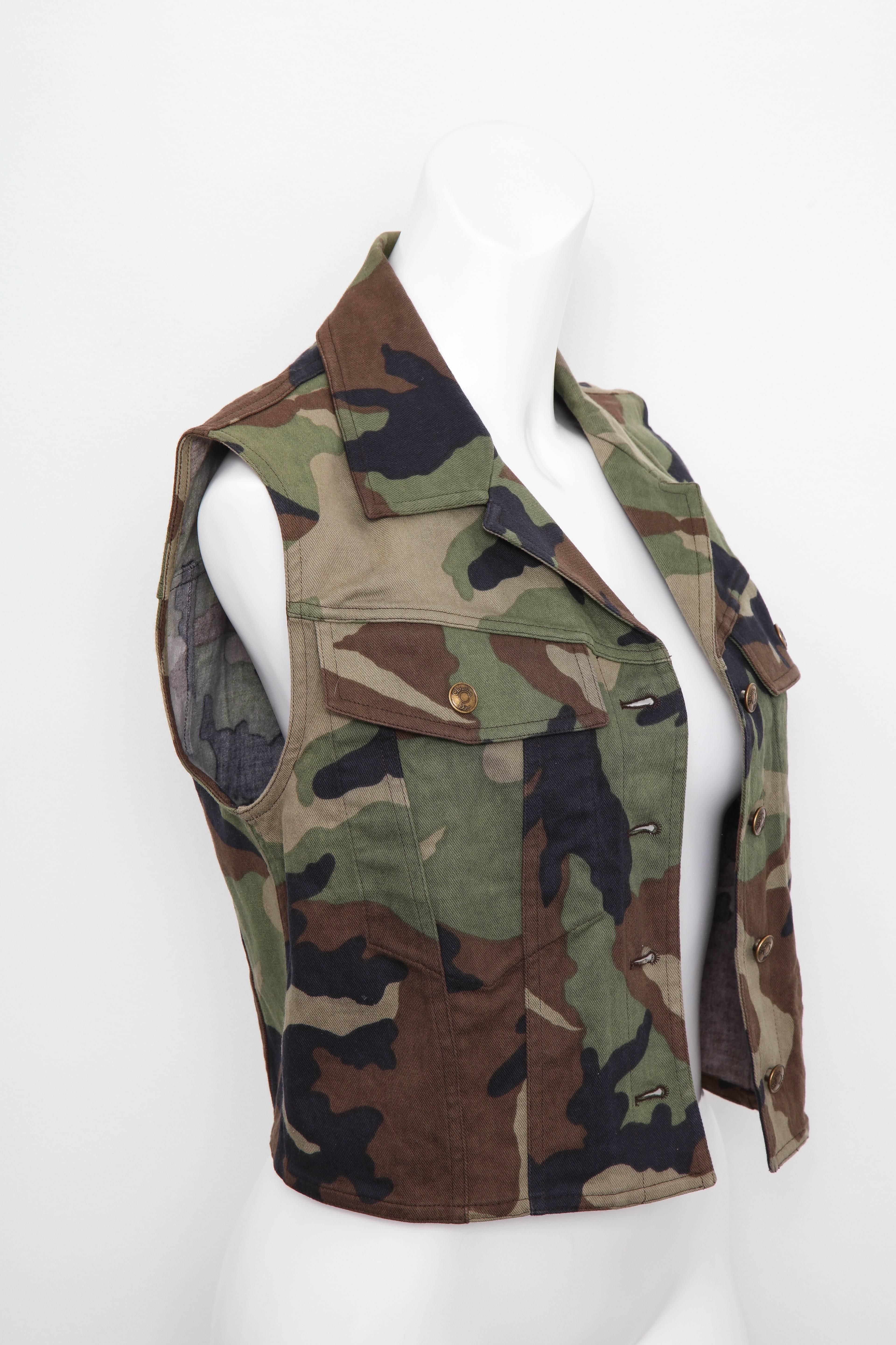 Black Christian Dior by John Galliano Camouflage Vest 