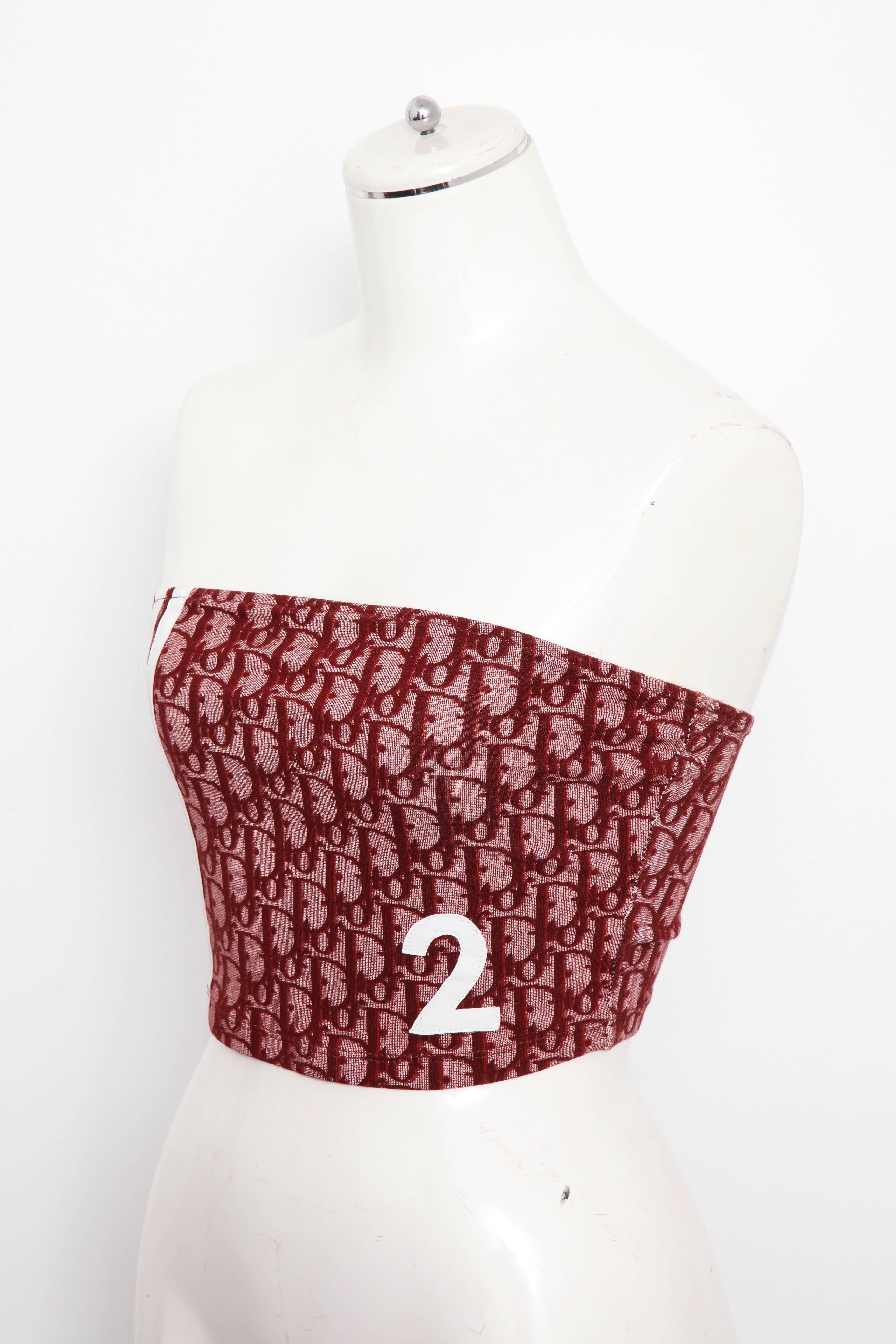Extremely rare Christian Dior by John Galliano tube top with the iconic logos, No.2 and stripes. French size 40