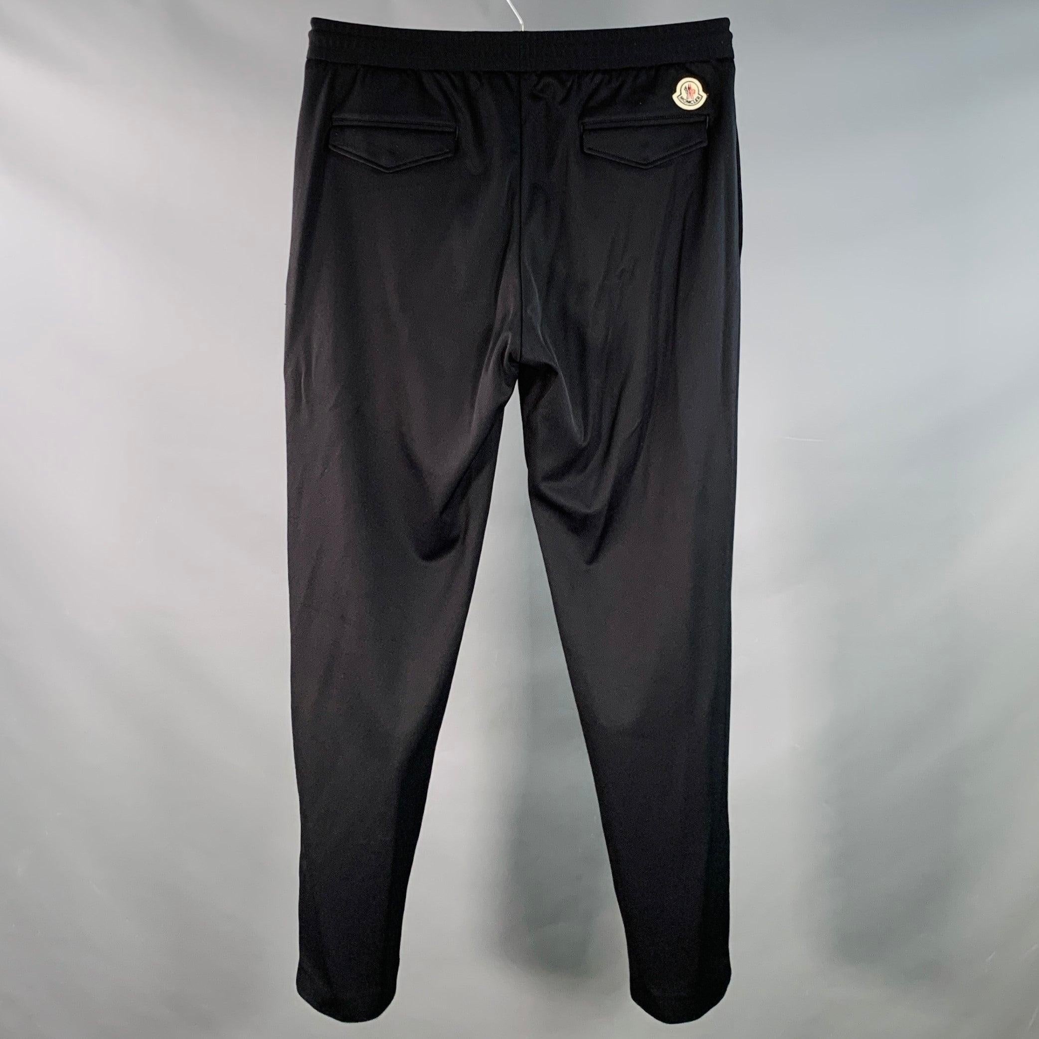 MONCLER Size 34 Black Twill Polyamide Blend Drawstring Casual Pants In Good Condition For Sale In San Francisco, CA