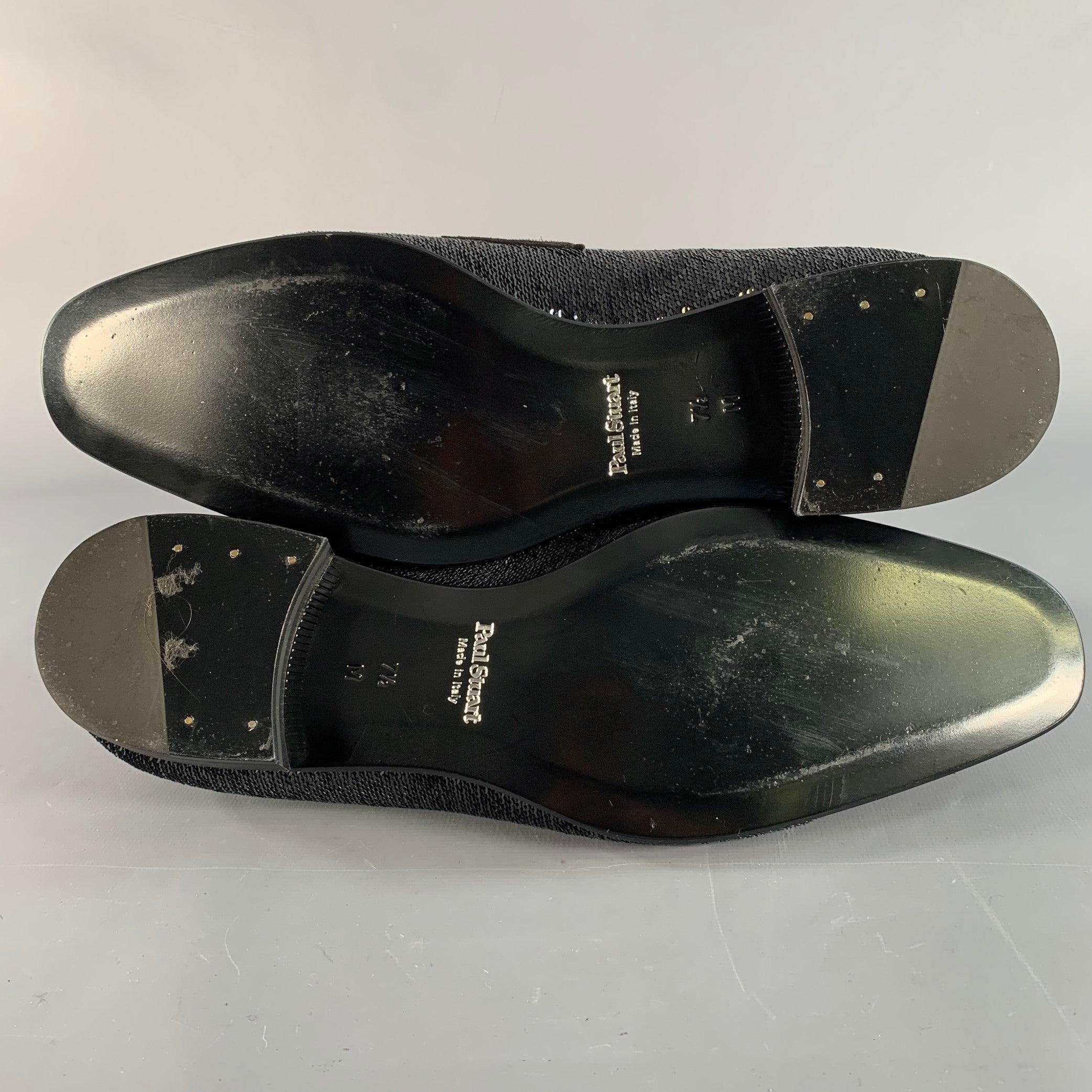 Paul Stuart taglia 8,5 mocassini in velluto nero con paillettes in vendita 1