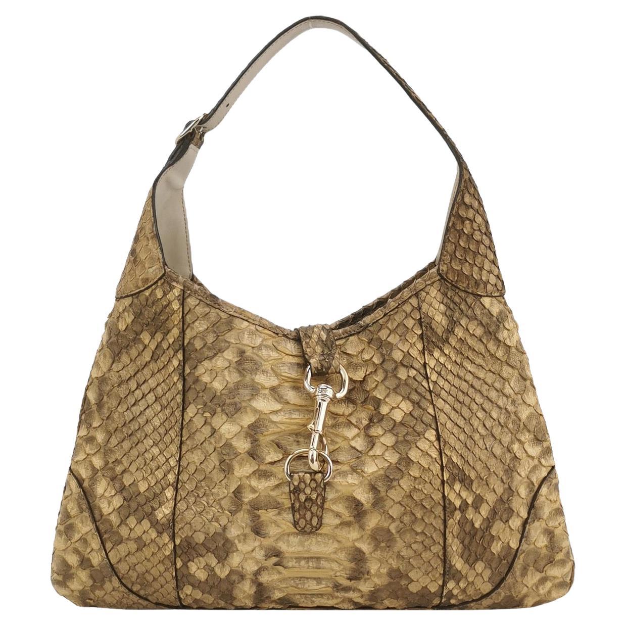 Gucci Jackie Vintage Camel Python Leather Rare