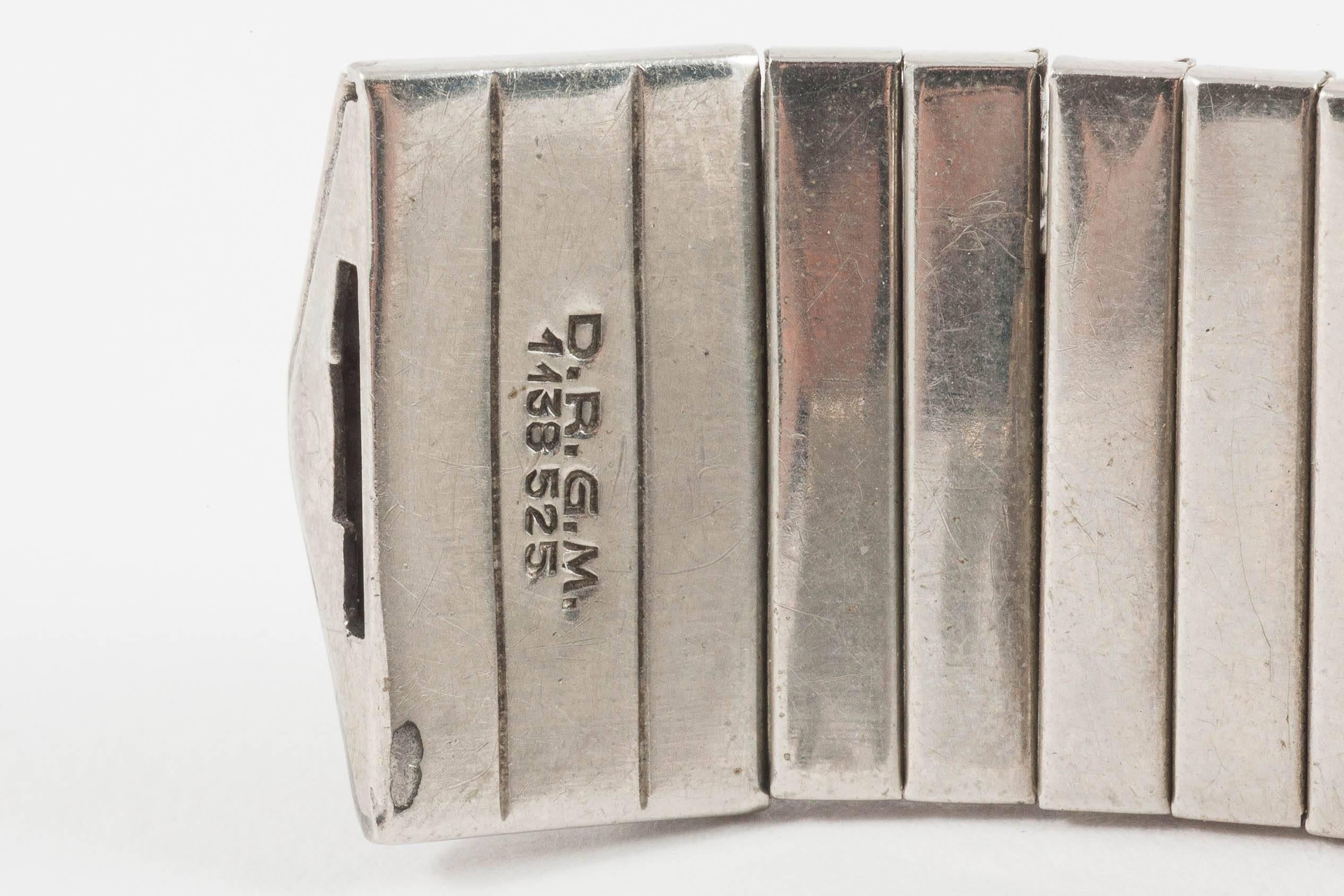 Art Deco wide paste bracelet, D.R.G.M, 1930s In Excellent Condition In Greyabbey, County Down
