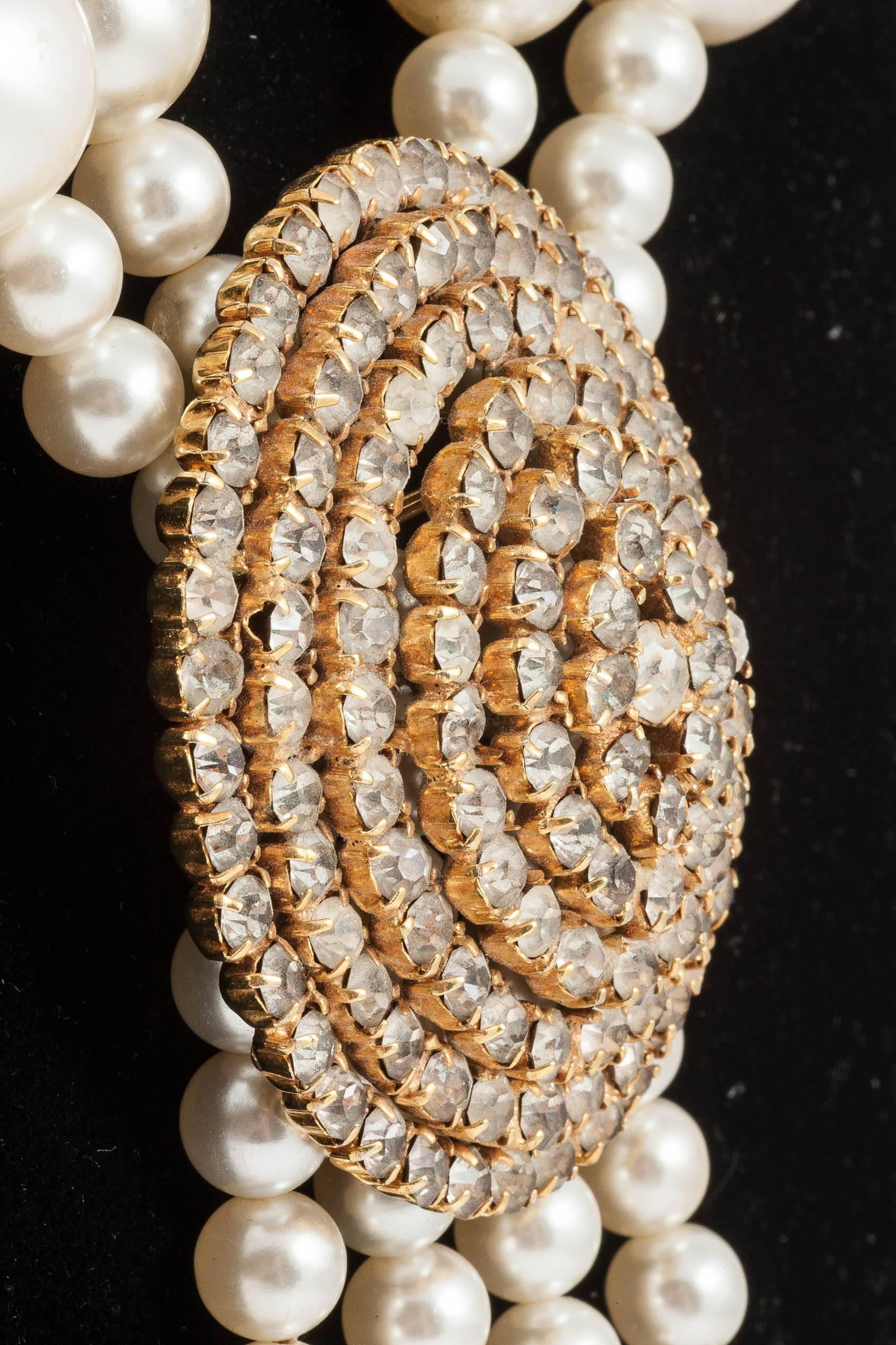  Huge pearl and clear paste 'tassle' necklace, 1960s 1