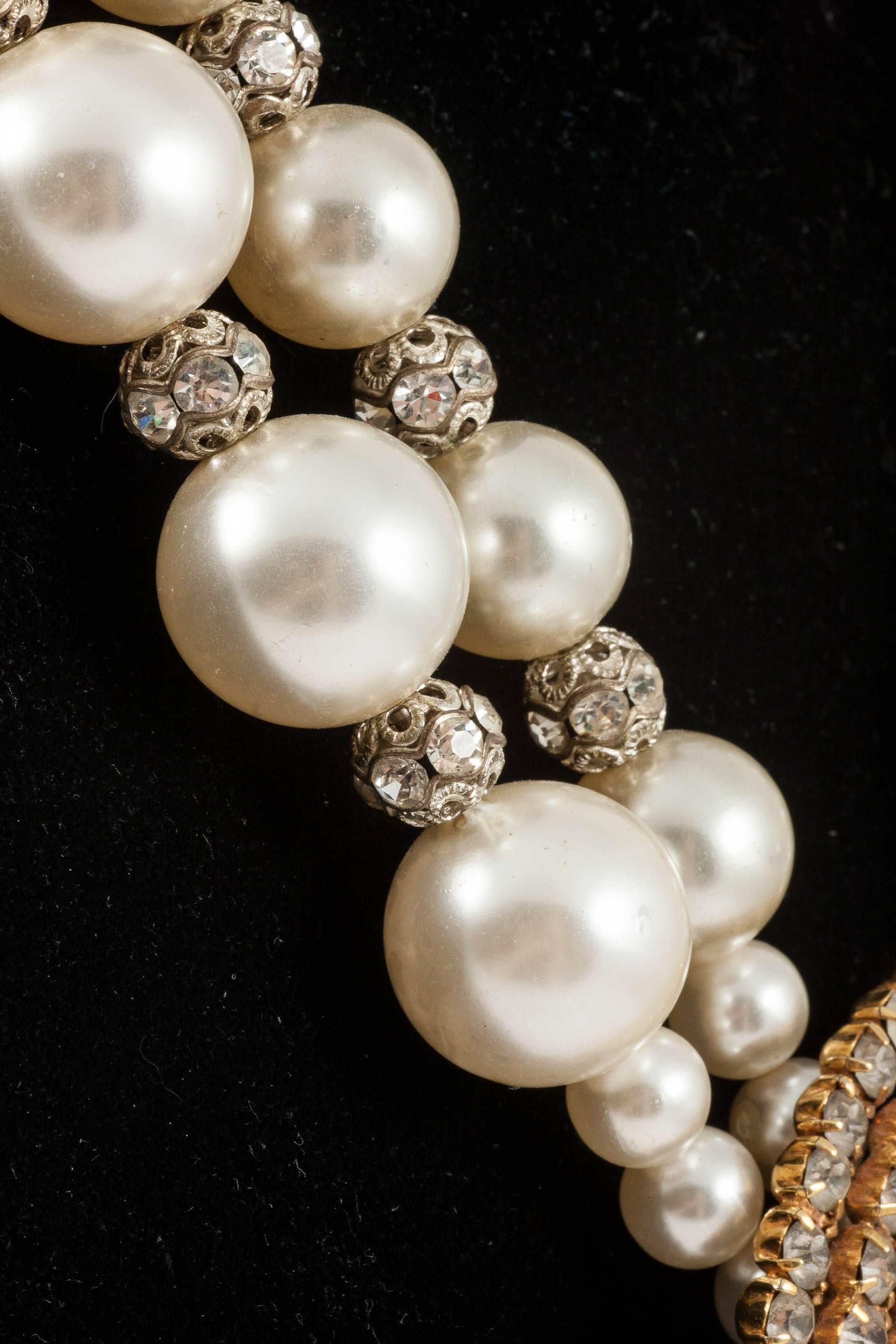  Huge pearl and clear paste 'tassle' necklace, 1960s 2