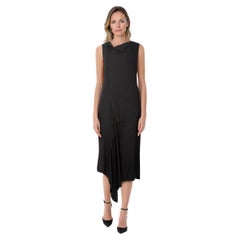 Yohji Yamamoto Y's Black Raw Hem Asymmetric Midi Dress Size XS
