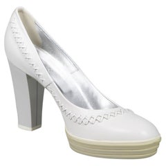 Hogan White Leder bestickte Pumps Größe IT 40